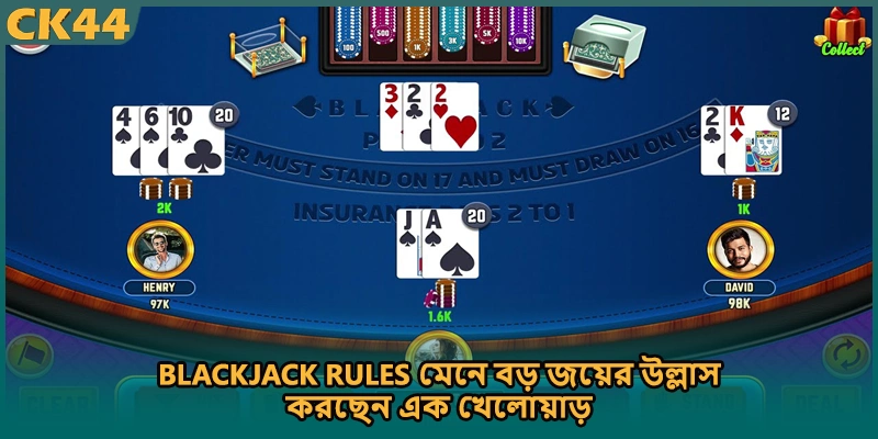 Blackjack Rules মেনে বড় জয়ের উল্লাস করছেন এক খেলোয়াড়