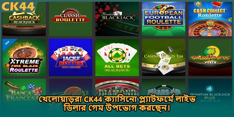 খেলোয়াড়রা CK44 ক্যাসিনো প্ল্যাটফর্মে লাইভ ডিলার গেম উপভোগ করছেন।